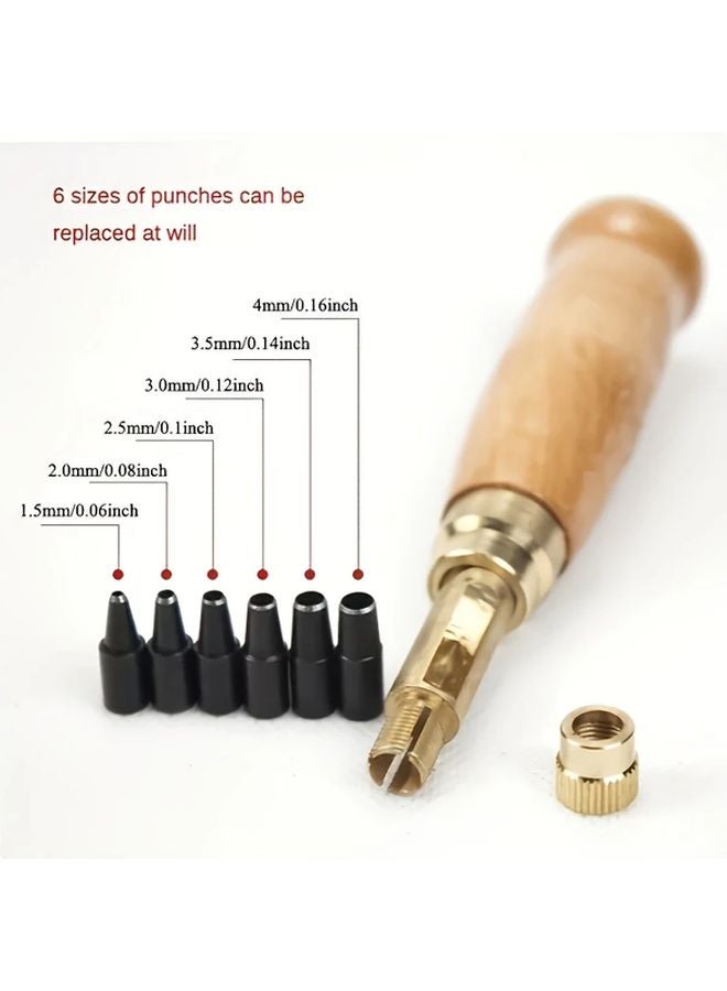 7pcs Manual Carbide Rotary Leather Puncher Set With Replaceable Silent Belt Precision Tool - Image 3