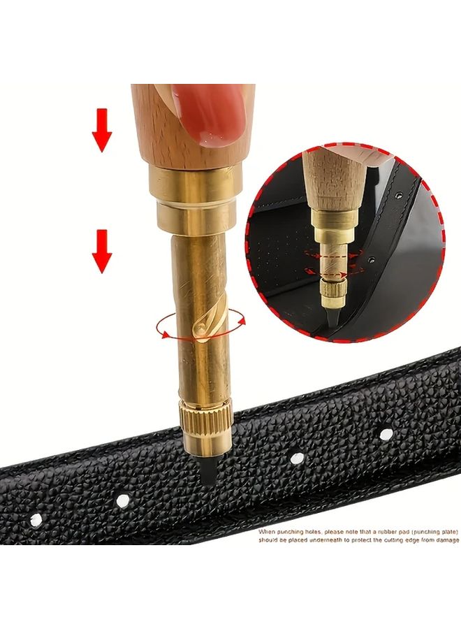 7pcs Manual Carbide Rotary Leather Puncher Set With Replaceable Silent Belt Precision Tool - Image 5