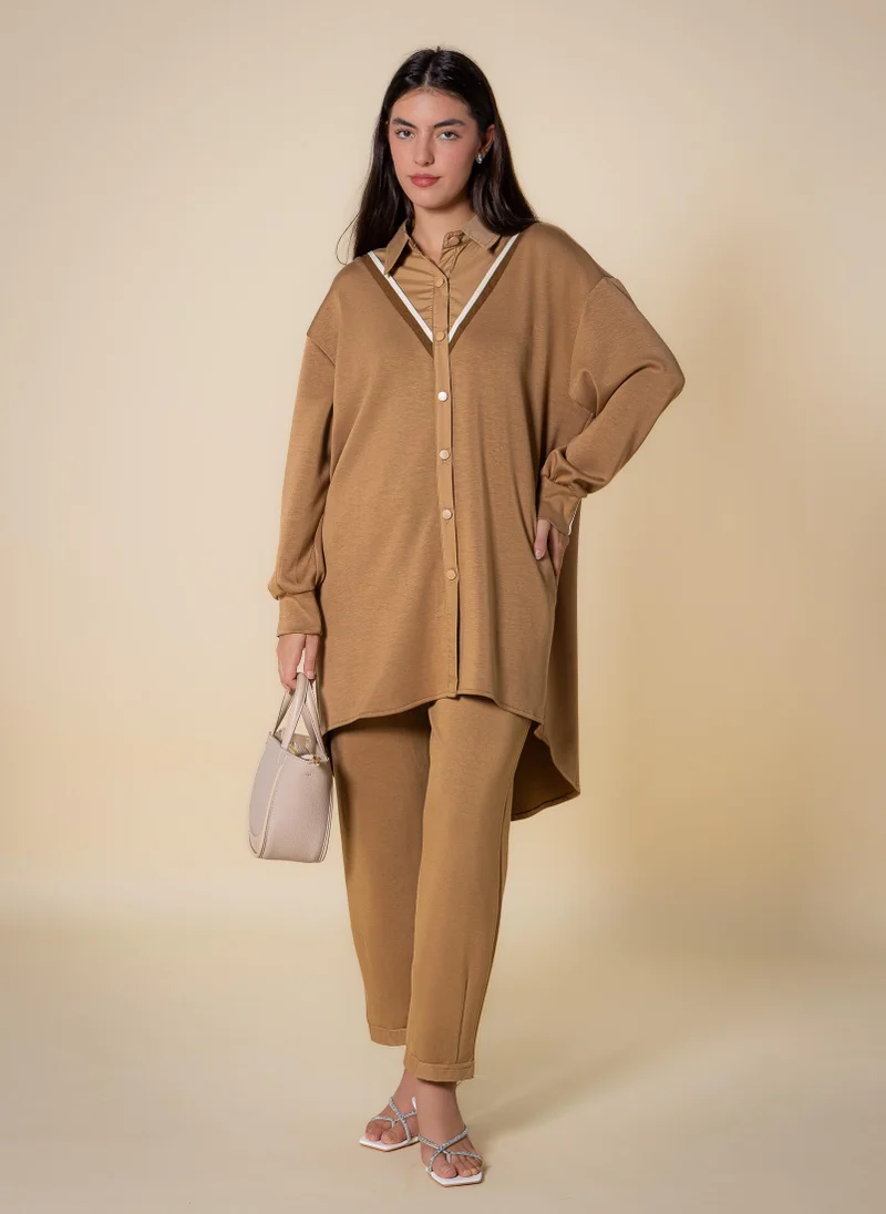 SHAPES DETAILED SOFT SHIRT SET