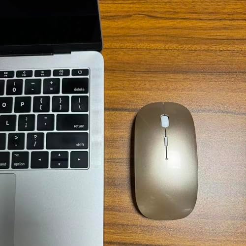 PeiBO Bluetooth 5.2 Wireless Mouse, Gold, Rechargeable, Ergonomic Design, Compatible with Laptops and Tablets - Image 2