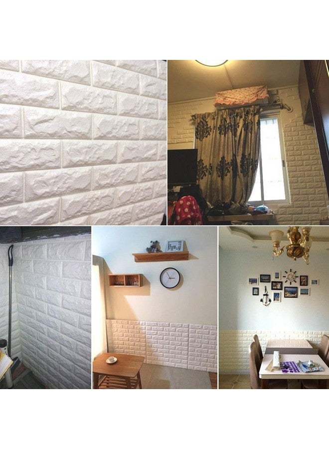 Lukzer (2 Pc) 3D Foam Brick Design Wall Stickers Panel Self Adhesive Peel & Stick Wallpaper for DIY Wall Home Décor (Thickness 8MM, White, 70 X 77 cm) - Image 5