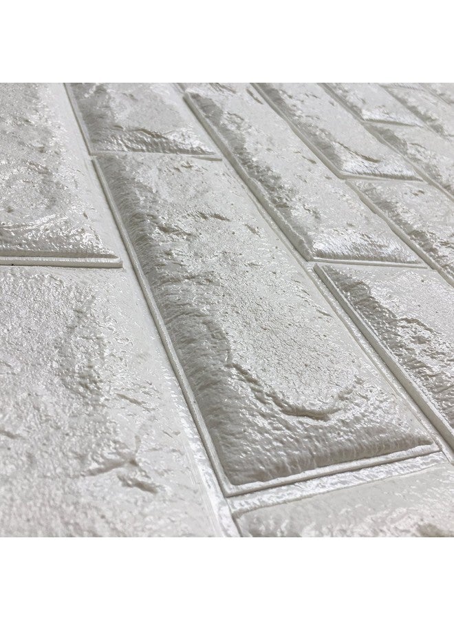 Lukzer (2 Pc) 3D Foam Brick Design Wall Stickers Panel Self Adhesive Peel & Stick Wallpaper for DIY Wall Home Décor (Thickness 8MM, White, 70 X 77 cm) - Image 4