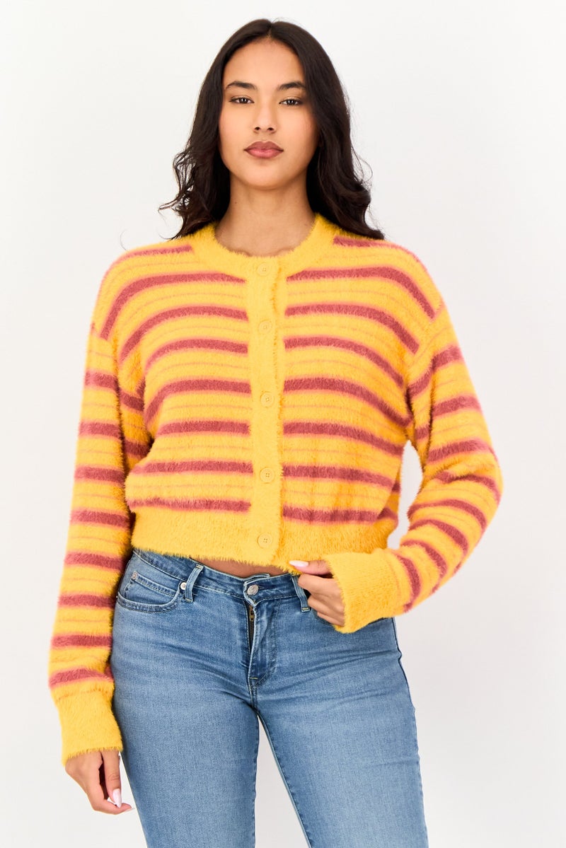 Levi's Women Round Neck Stripe Cardigan, Multicolor - Image 1
