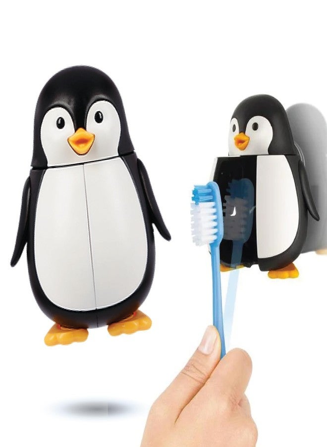 Flipper Fun Animal Penguin Toothbrush Cover - Kids Toothbrush Holder with Cover - Toothbrush Holders for Bathrooms - Suction Cup Toothbrush Holder - Image 1