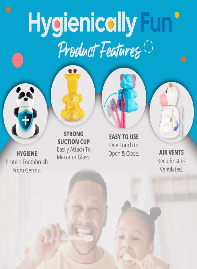 Flipper Fun Animal Penguin Toothbrush Cover - Kids Toothbrush Holder with Cover - Toothbrush Holders for Bathrooms - Suction Cup Toothbrush Holder - Image 5