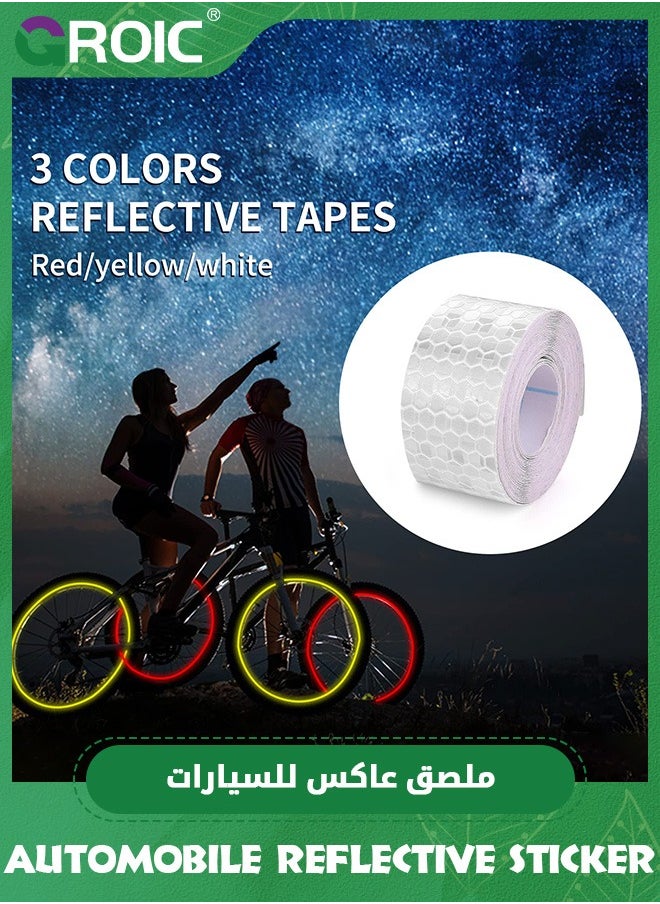 GROIC 3 Rolls Car Reflective Tape,Outdoor Waterproof Reflective Warning Tape Reflector Tape Night Safety Stickers Silver, Red, Yellow Reflective Tape  - Image 2