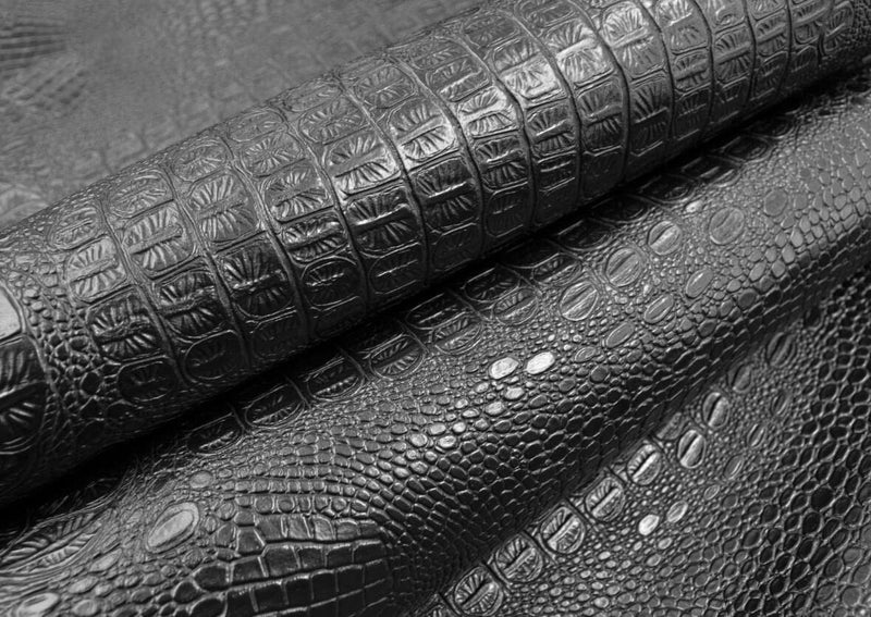 Bobeey Faux Alligator Leather Crocodile Skin Fabric Alligator Skin Fake Leather Crocodile Fabric Black - Image 3