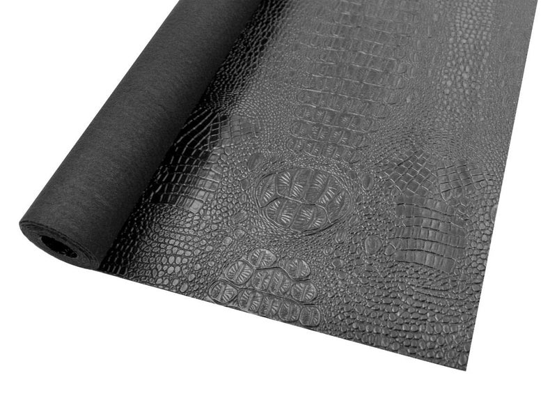 Bobeey Faux Alligator Leather Crocodile Skin Fabric Alligator Skin Fake Leather Crocodile Fabric Black - Image 1