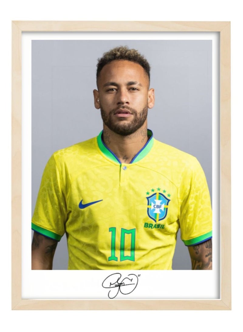 Neymar Brazil FIFA World Cup Autographed Poster with Frame 30x40cm