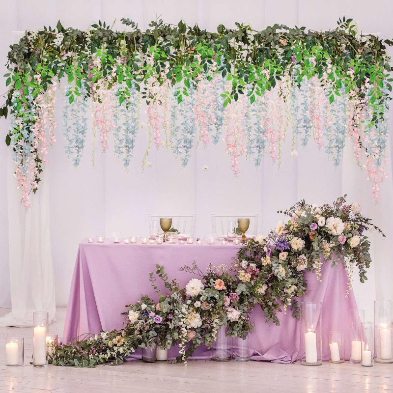 Luerbi 12 Pack Grey Wisteria Hanging Flowers Garland  3.77 Feet Grey Artificial Wisteria Flower Vines  Fake Grey Wisteria  Grey Flower Vines for Backdrop  Grey Trailing Flower  Hanging Flower Decor - Image 4