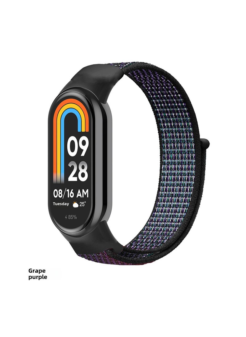 Generic 1 x 5 pcs Nylon Loop Strap for Xiaomi Mi Band 9/8 4# Grape Purple 