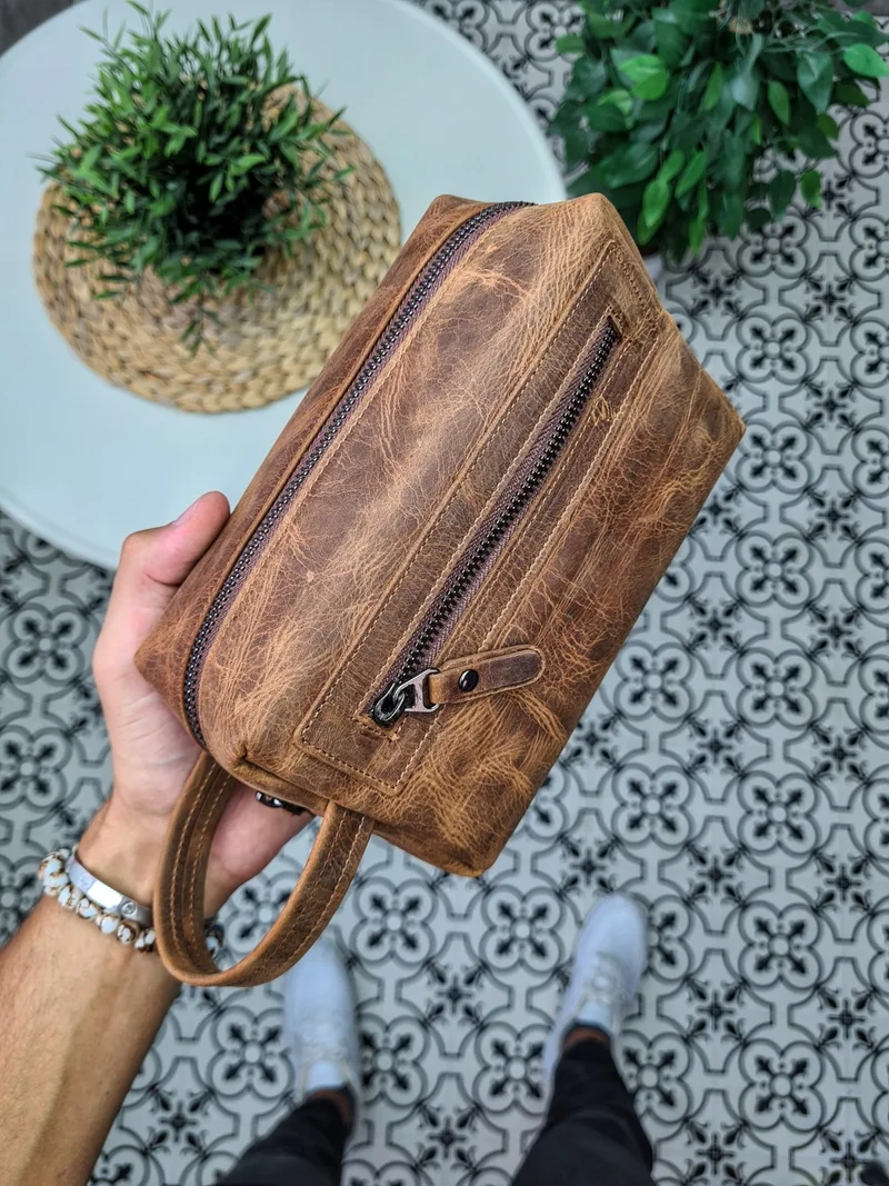 فيسسو 502 Leather Custom Hazelnut Matrix Leather Bag & Handbag Men's Women's Leather Bags