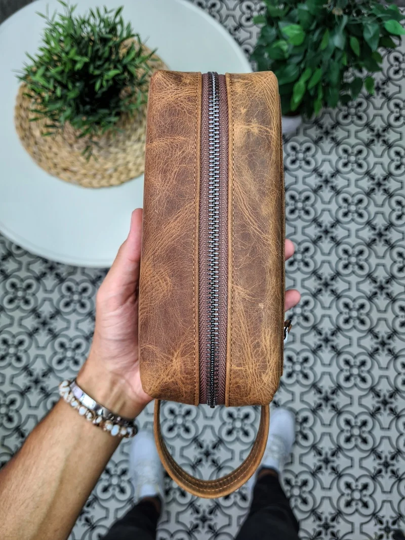 فيسسو 502 Leather Custom Hazelnut Matrix Leather Bag & Handbag Men's Women's Leather Bags