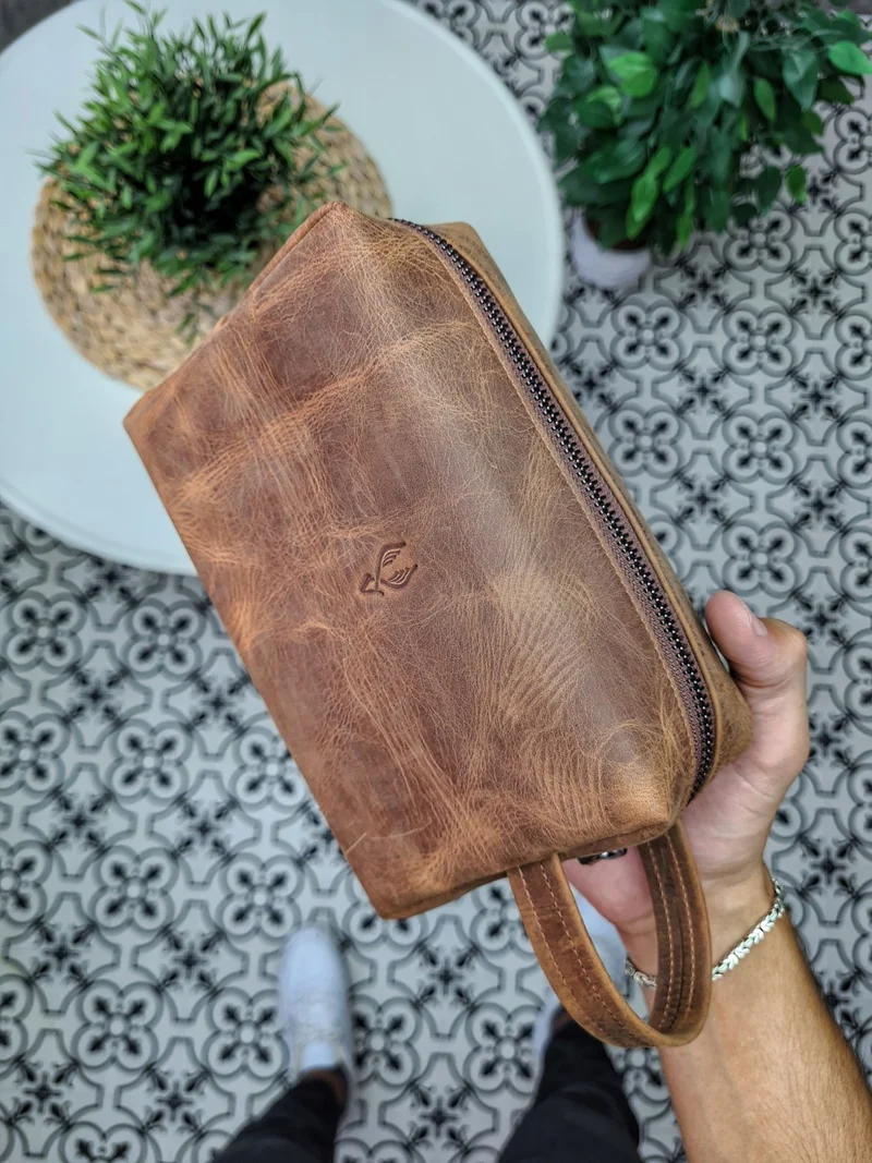 فيسسو 502 Leather Custom Hazelnut Matrix Leather Bag & Handbag Men's Women's Leather Bags