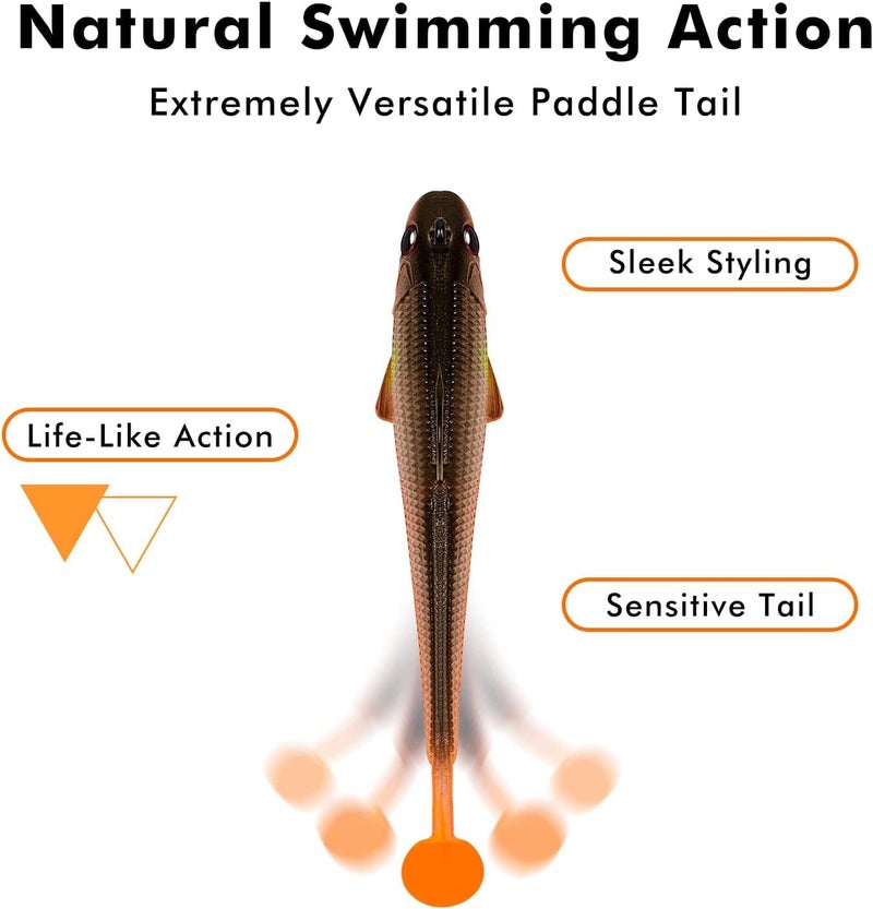 TRUSCEND Fishing Lures for Bass Trout Jighead Lures Paddle Tail Swimbaits Soft Fishing Baits Freshwater Saltwater Jigging Bass Gear Fishing Gifts for Men - Image 4