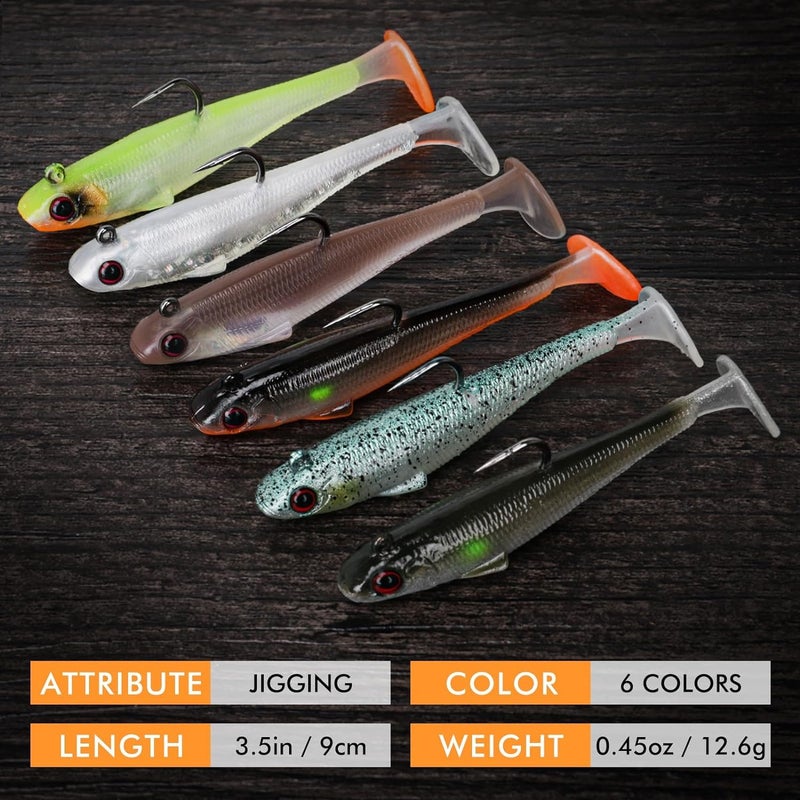 TRUSCEND Fishing Lures for Bass Trout Jighead Lures Paddle Tail Swimbaits Soft Fishing Baits Freshwater Saltwater Jigging Bass Gear Fishing Gifts for Men - Image 5