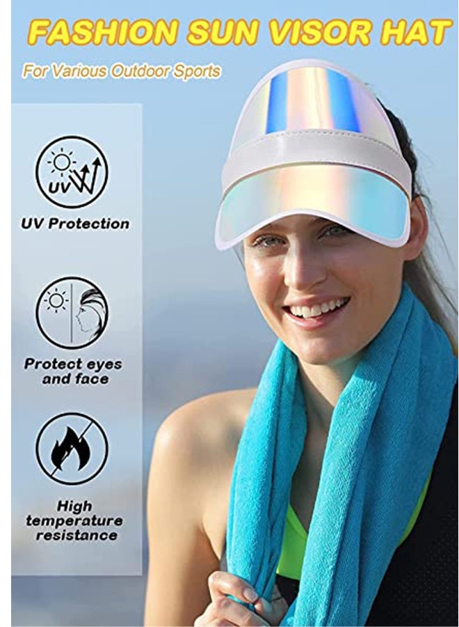 Sun Visor Hats, 3 Pack Clear Cap UV Protection Adjustable Summer Colorful Sunhat Outdoor Waterproof Beach Party Hat Golf Blue Sport Headwear for Adult Activities Women Men - Image 2