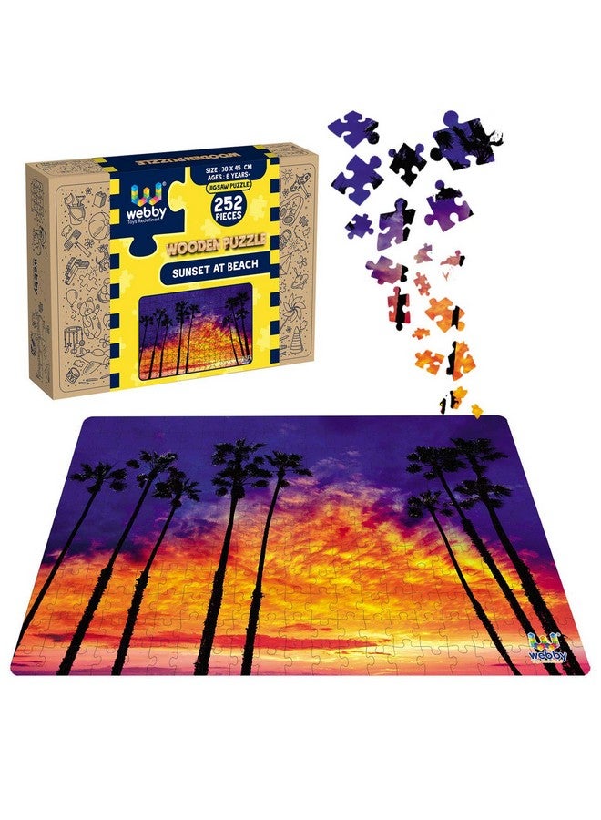 Webby Kids Sunset at Beach Wooden Jigsaw Puzzle, 252 Pieces - Image 1