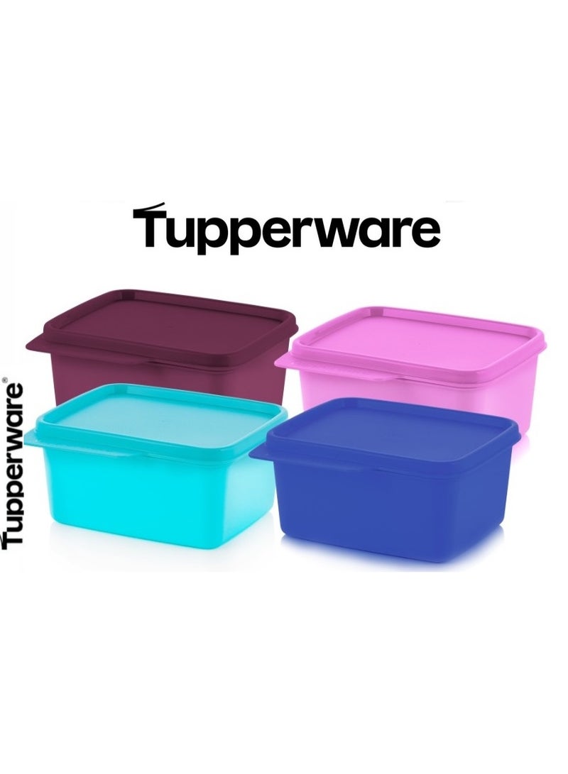 توبروير علبة تخزين مربعة للثلاجة والمطبخ والمكتب والمنزل من Tupperware سعة 500 مل، مجموعة من 4 قطع - نفس لون الصورة - Image 1