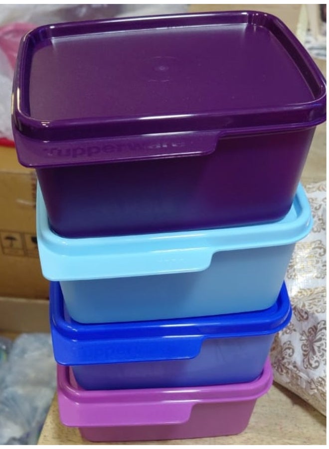 توبروير علبة تخزين مربعة للثلاجة والمطبخ والمكتب والمنزل من Tupperware سعة 500 مل، مجموعة من 4 قطع - نفس لون الصورة - Image 3