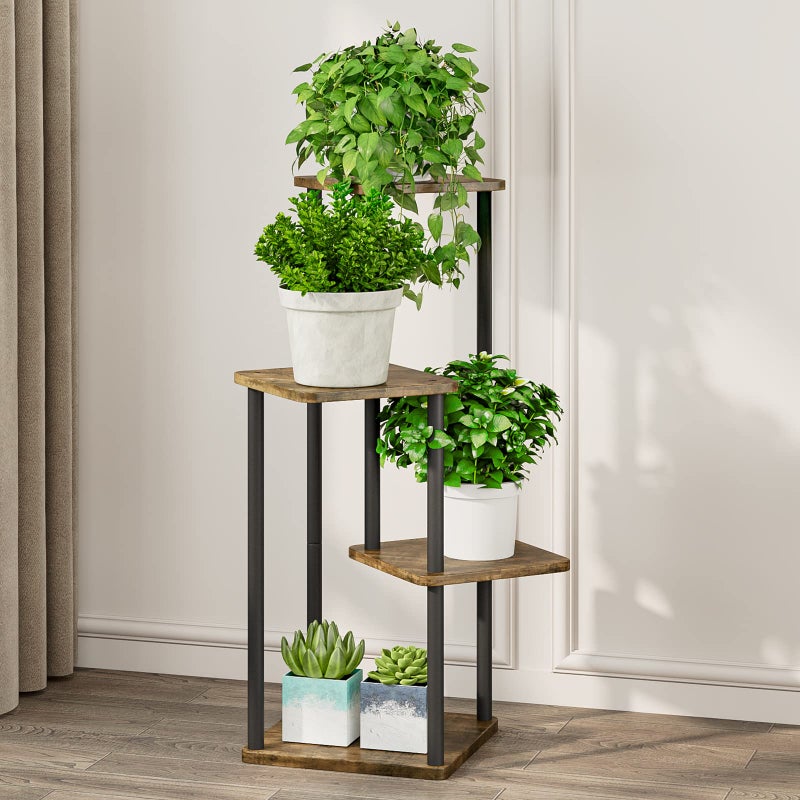 AZERPIAN Plant Stand 4 Tier Indoor Metal Flower Shelf for Multiple Plants Corner Tall Flower Holders for Patio Garden Living Room Balcony Bedroom, Black (4 Tier-Black) - Image 2