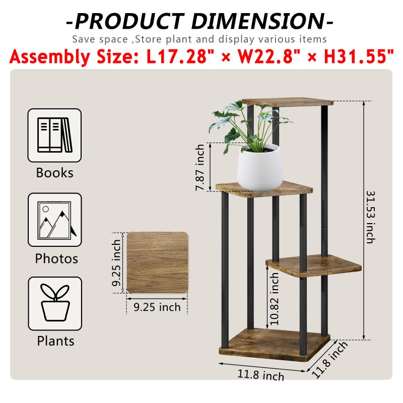 AZERPIAN Plant Stand 4 Tier Indoor Metal Flower Shelf for Multiple Plants Corner Tall Flower Holders for Patio Garden Living Room Balcony Bedroom, Black (4 Tier-Black) - Image 4
