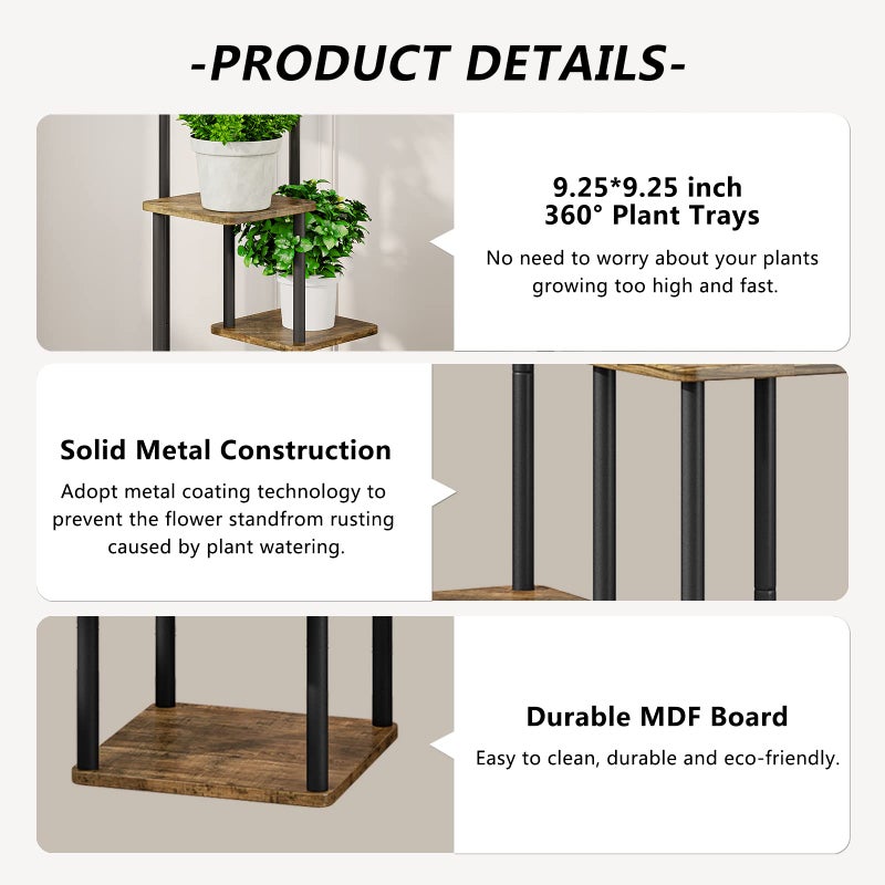 AZERPIAN Plant Stand 4 Tier Indoor Metal Flower Shelf for Multiple Plants Corner Tall Flower Holders for Patio Garden Living Room Balcony Bedroom, Black (4 Tier-Black) - Image 5