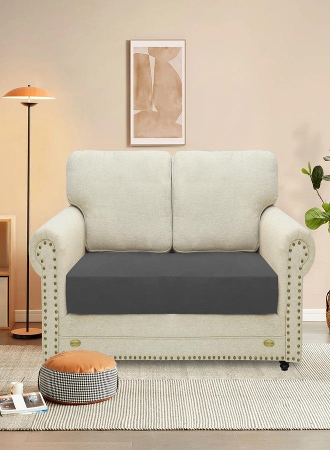 MAXIJIN Velvet Stretch Couch Cushion Covers Soft Loveseat Cushion Cover Replacement Sofa Seat Cushion Slipcovers RV Protector with Elastic Bottom (1 Piece Loveseat Cushion Cover, Gray) - Image 2