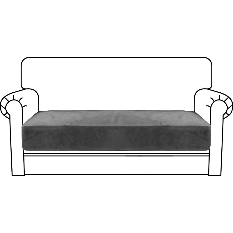 MAXIJIN Velvet Stretch Couch Cushion Covers Soft Loveseat Cushion Cover Replacement Sofa Seat Cushion Slipcovers RV Protector with Elastic Bottom (1 Piece Loveseat Cushion Cover, Gray) - Image 1