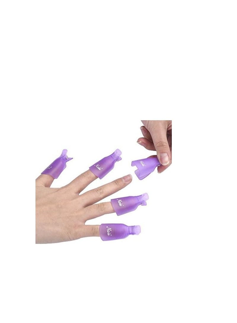 ORiTi 10PC Plastic Acrylic Nail Art Soak Off Cap Clip UV Gel Polish Remover Wrap Tool (PURPLE) - Image 5