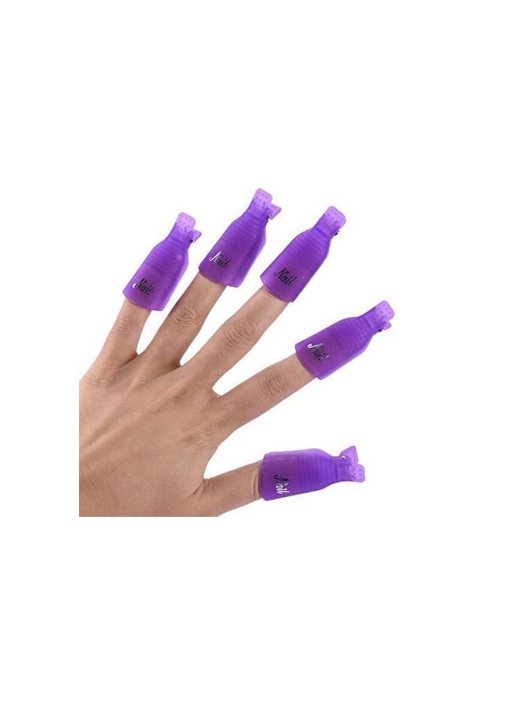 ORiTi 10PC Plastic Acrylic Nail Art Soak Off Cap Clip UV Gel Polish Remover Wrap Tool (PURPLE) - Image 3