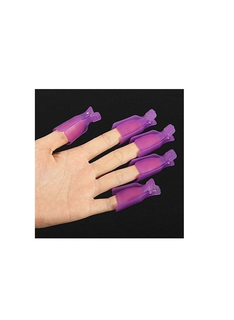 ORiTi 10PC Plastic Acrylic Nail Art Soak Off Cap Clip UV Gel Polish Remover Wrap Tool (PURPLE) - Image 4