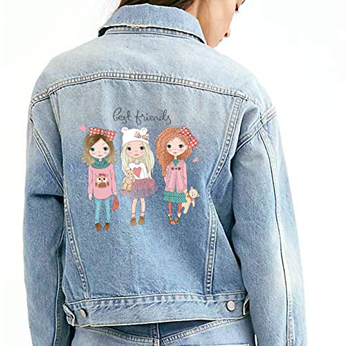 Lockban Hot Beautiful Girls Iron on Patches 3Pcs Legt Friends Fashion Girls Heat Transfer Stickers Decals for Girl Women T-Shirt Jeans Backpacks Families Clothing Hat DIY Applique - Image 3