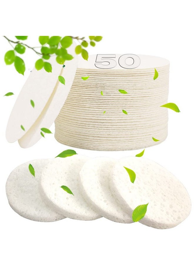 METUUTER - 50 Pcs Compressed Facial Sponges For Estheticians- 100% Natural Cellulose Face Sponge Professional Cosmetic Spa Sponges For Face Cleansing, Massage, Pore Exfoliating, Mask, Makeup Removal - Image 1