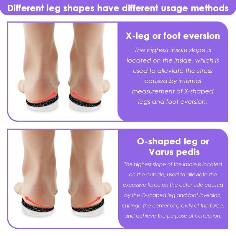 Svowin 3 Layers Adjustable Supination Overpronation Insoles, Anti-Slip Medial Lateral Heel Wedge Insoles for Foot Alignment, Knee Pain, Bow Legs, Osteoarthritis (Black, L: W 8-12/ M 7.5-14) - Image 5