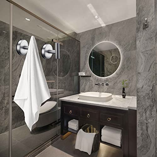 DGYB Large Suction Cup Hooks for Shower Set of 4 - Brushed Nickel Towel Hooks for Bathrooms - Stainless Steel Removable Wall Hooks - 15 Lb Heavy Duty Hanging - Image 4