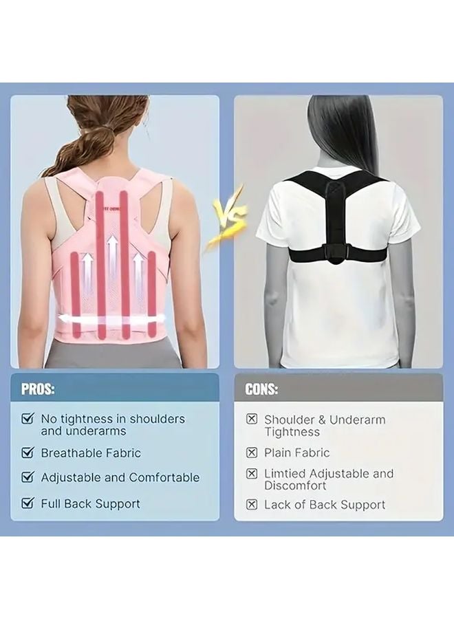 Womens Adjustable Posture Belt Back Support Brace Black Size L - Image 3