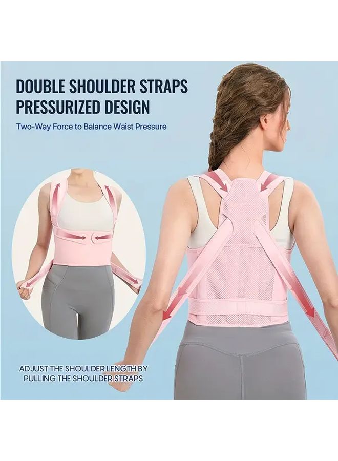 Womens Adjustable Posture Belt Back Support Brace Black Size L - Image 1
