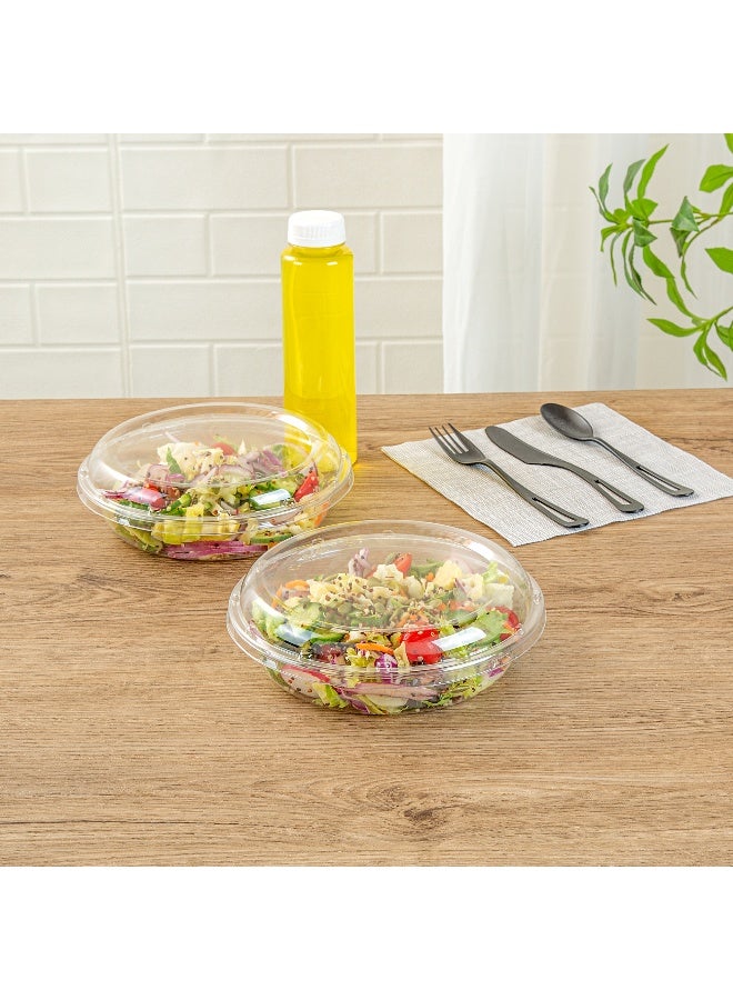 Restaurantware Thermo Tek 7.5 x 2.4 Inch Serving Platters with Lids, 100 Disposable Veggie Trays - Round, For Parties, Restaurants, or Catered Events, Clear Plastic Fruit Platter Trays,  - Image 3