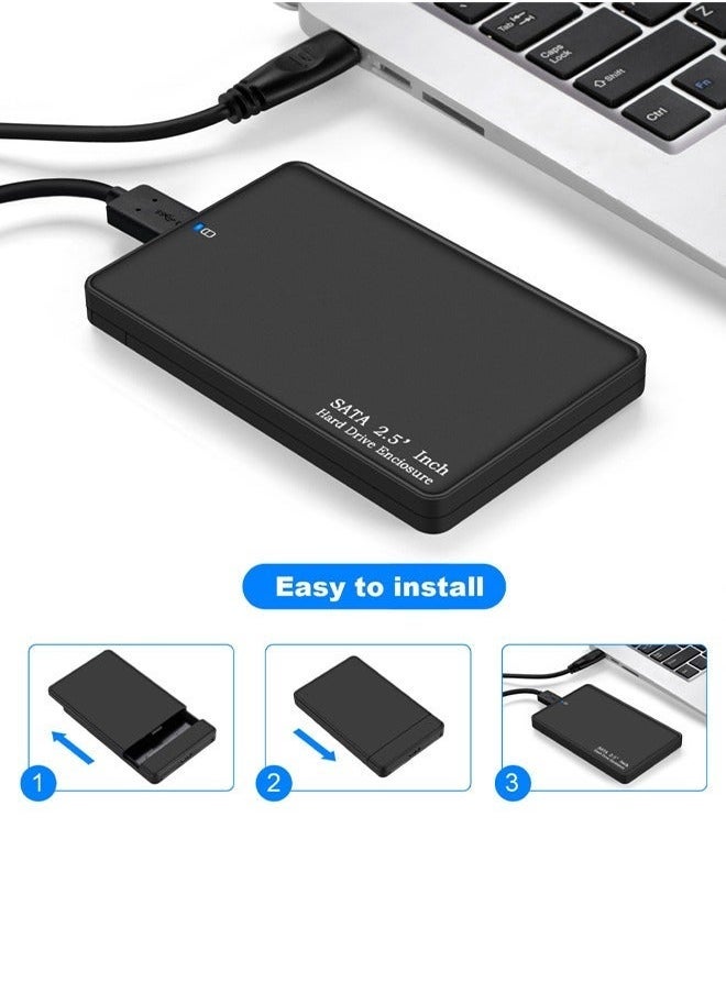 Hard Drive Enclosure for 2.5-inch SATA Interface Hard Drive (SDD/HDD), Support All 2.5inch 7mm-9.5mm SATA HDD/SDD Up to 2TB with USB3.0 Data Cable, Black - Image 3
