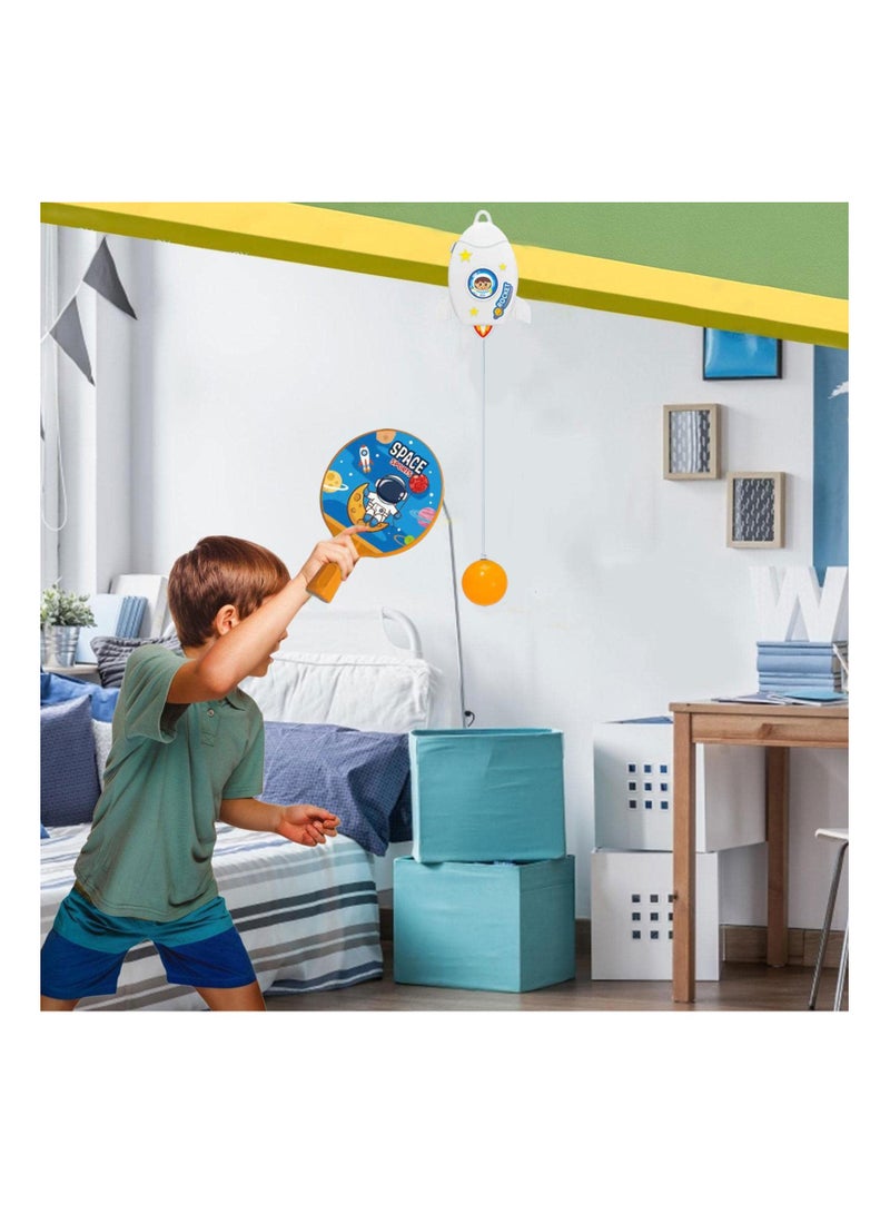 KASTWAVE Indoor Hanging Table Tennis for Kids, Portable Table Tennis Trainer, Table Tennis Parent-Child Interactive Game Toy Exerciser, Hanging Pingpong Balls Training Sparring Device, Outer Space Theme - Image 2