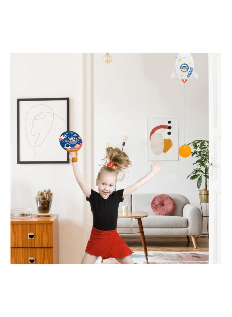 KASTWAVE Indoor Hanging Table Tennis for Kids, Portable Table Tennis Trainer, Table Tennis Parent-Child Interactive Game Toy Exerciser, Hanging Pingpong Balls Training Sparring Device, Outer Space Theme - Image 4