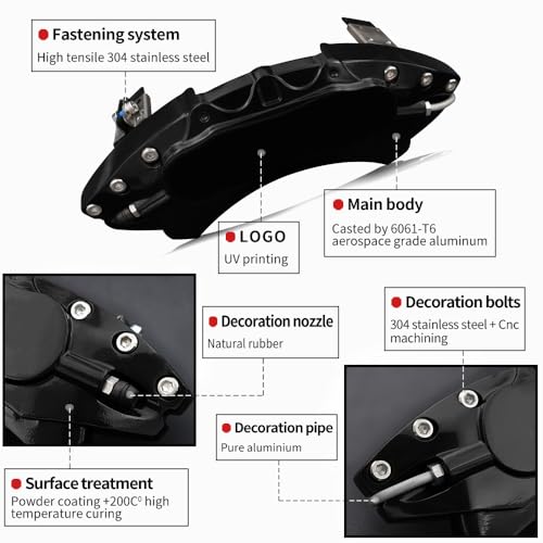 AOOA Aluminum Black Caliper Covers Fits Toyota Camry XSE Electronic Brake and RAV4 2019-2025,Lexcus ES 2019-2024 (set of 4) - Image 4