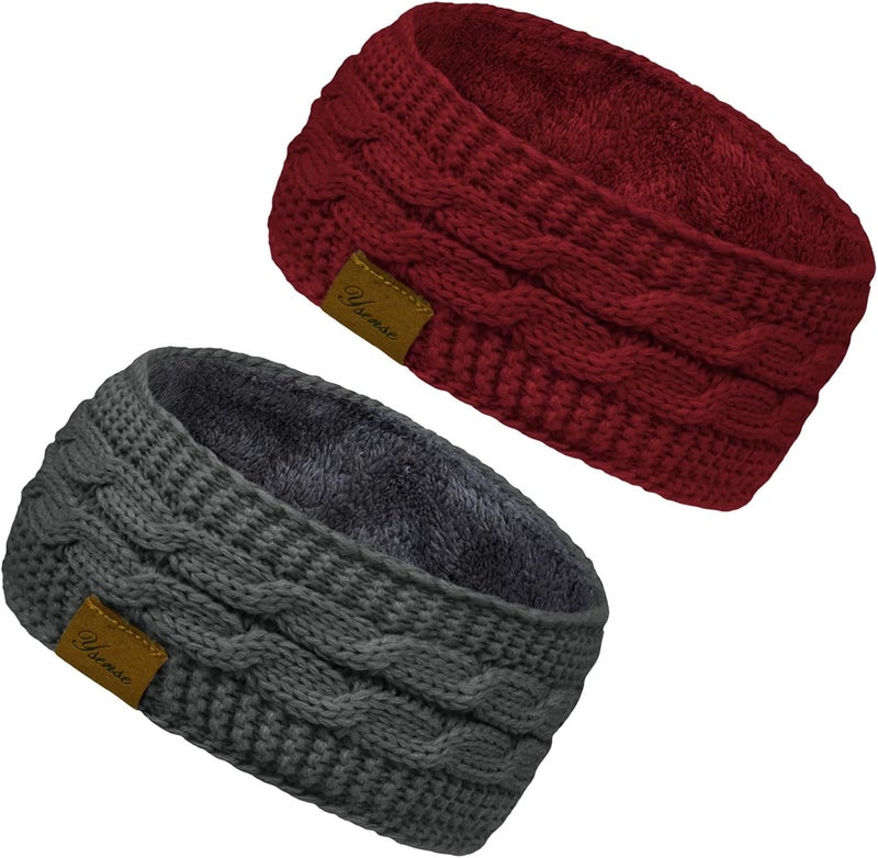 YSense Winter Headbands for Women, Ear Warmer Headband Womens Cable Knit Fleece Lined Ear Warmers Stocking Stuffers Gifts - Image 1