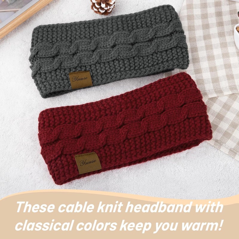 YSense Winter Headbands for Women, Ear Warmer Headband Womens Cable Knit Fleece Lined Ear Warmers Stocking Stuffers Gifts - Image 3