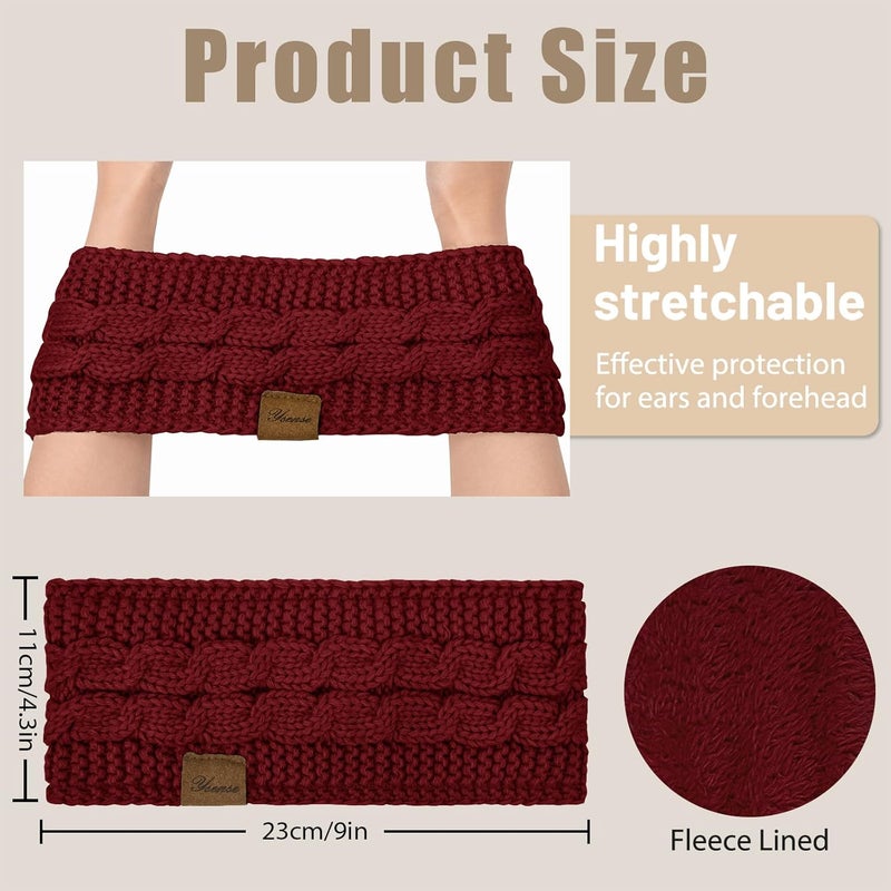 YSense Winter Headbands for Women, Ear Warmer Headband Womens Cable Knit Fleece Lined Ear Warmers Stocking Stuffers Gifts - Image 4