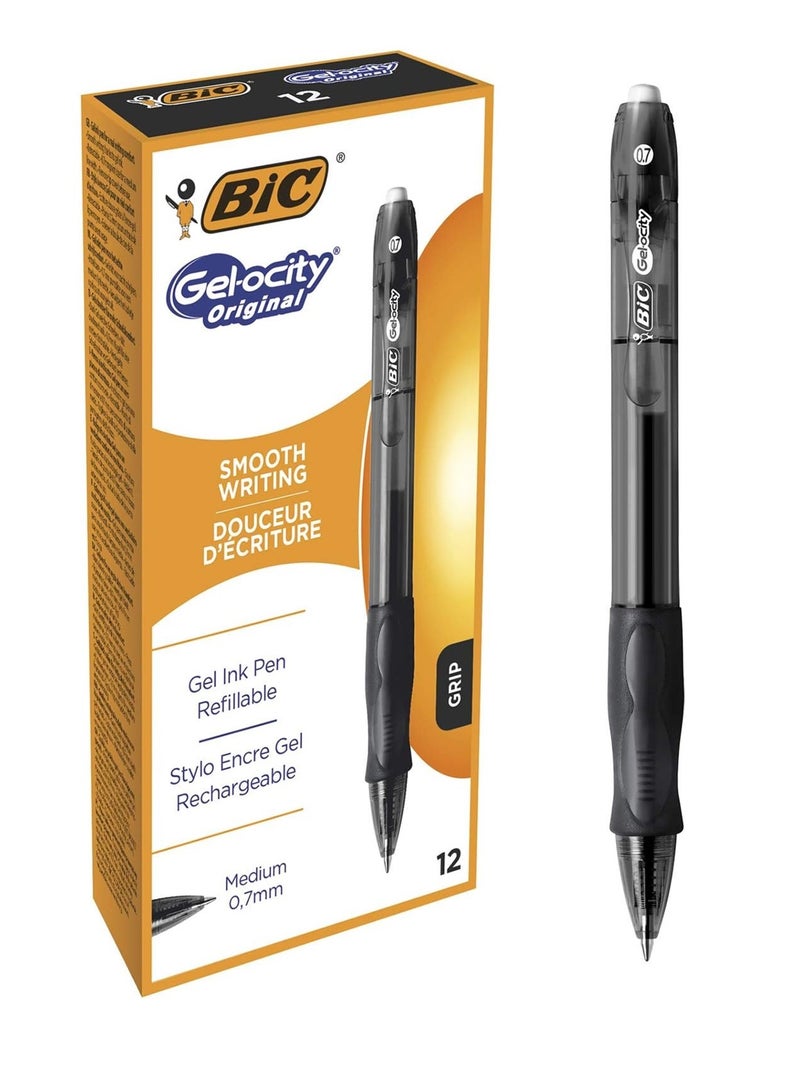Bic 12-Piece Gelocity Gel Ink Pen 0.7mm Tip Black Ink - Image 1