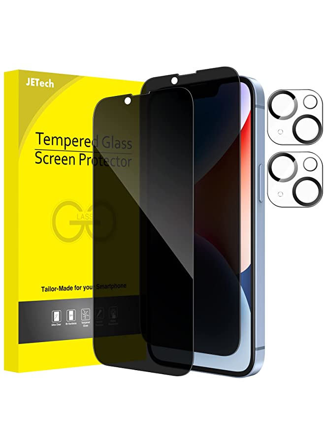 Jetech Privacy Full Coverage Screen Protector for iPhone 14 Plus 6.7-Inch with Camera Lens Protector, Anti-Spy Tempered Glass Film, 2-Pack Each - Image 1