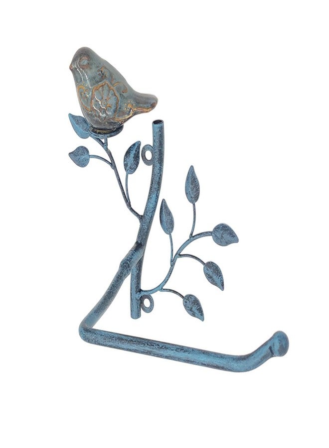 آول جيفت حامل مناديل حمام معدني يُثبت على الحائط من Owlgift مع طائر سيراميكي، منظم لفائف للحمام - فيروزي - Image 3
