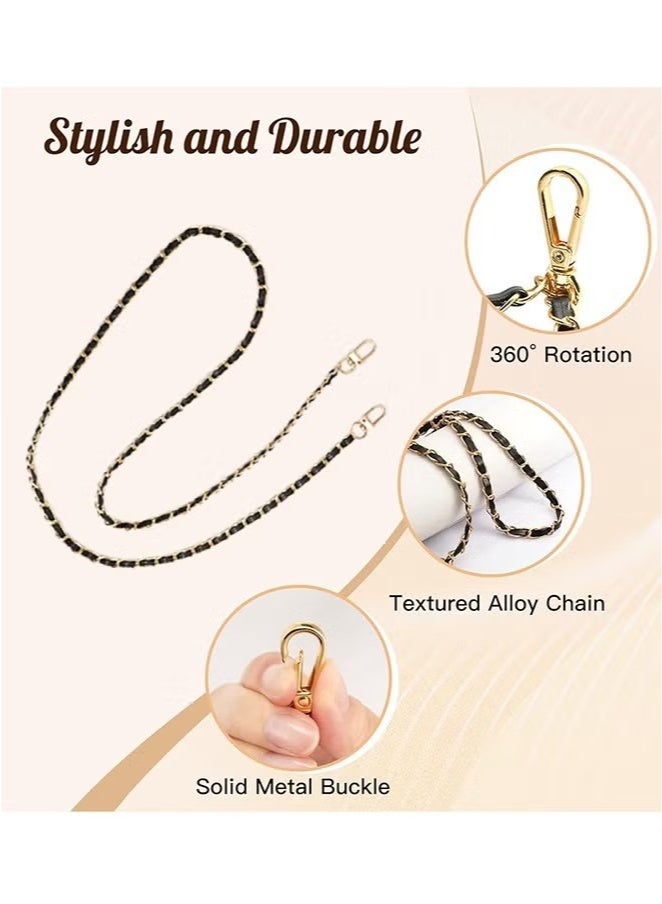 Phone/Bag Lanyard, Metal CellPhone Chain, Anti-Theft Crossbody Strap for iPhone and Most Smartphones, Adjustable Cell Phone Neck Holder for Women, Gold & Black - Image 2